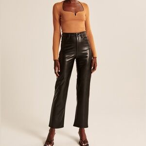 EUC Abercrombie 90s Straight Ultra High Rise Leather Pants